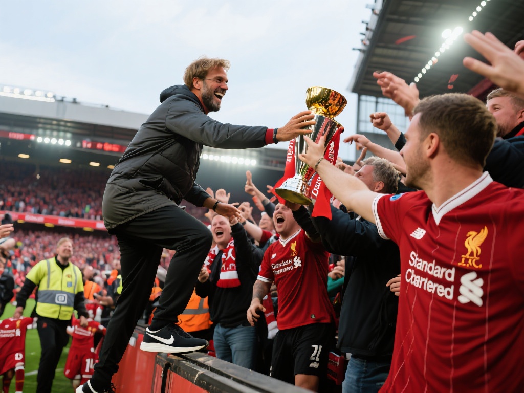 难掩激动之情！阿隆索赛后爬上球迷看台热情致意