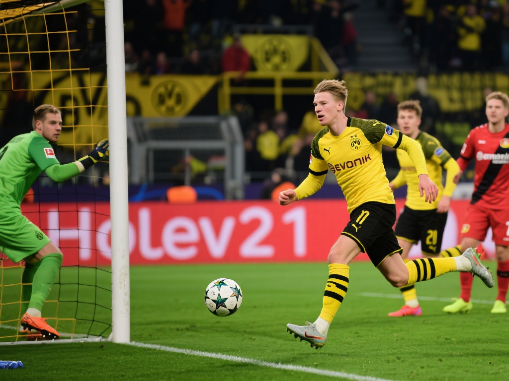 第43分钟，格罗斯妙传，莱尔森远角建功，多特2-1逆转勒沃库森