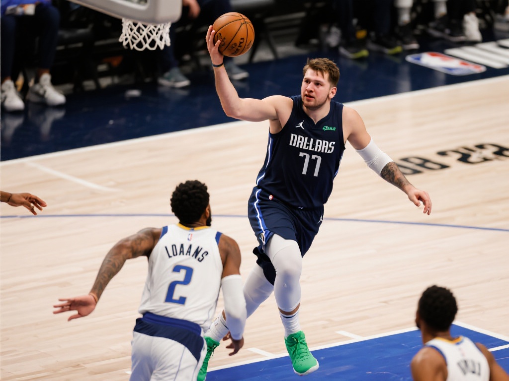 东契奇持球突破中距离命中完成2+1