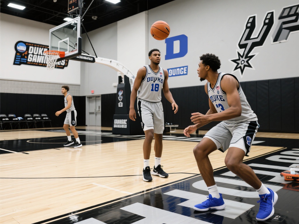 冠军传承!杜克球员亮相马刺训练馆,冲刺疯三四强决战 值得一提的是,杜克在本赛季的表现已经足够